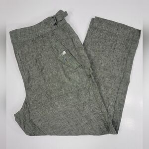 Athleta Linen Pants Women's 14 Voyager Ankle Pants Aspen Olive Green Lightweight